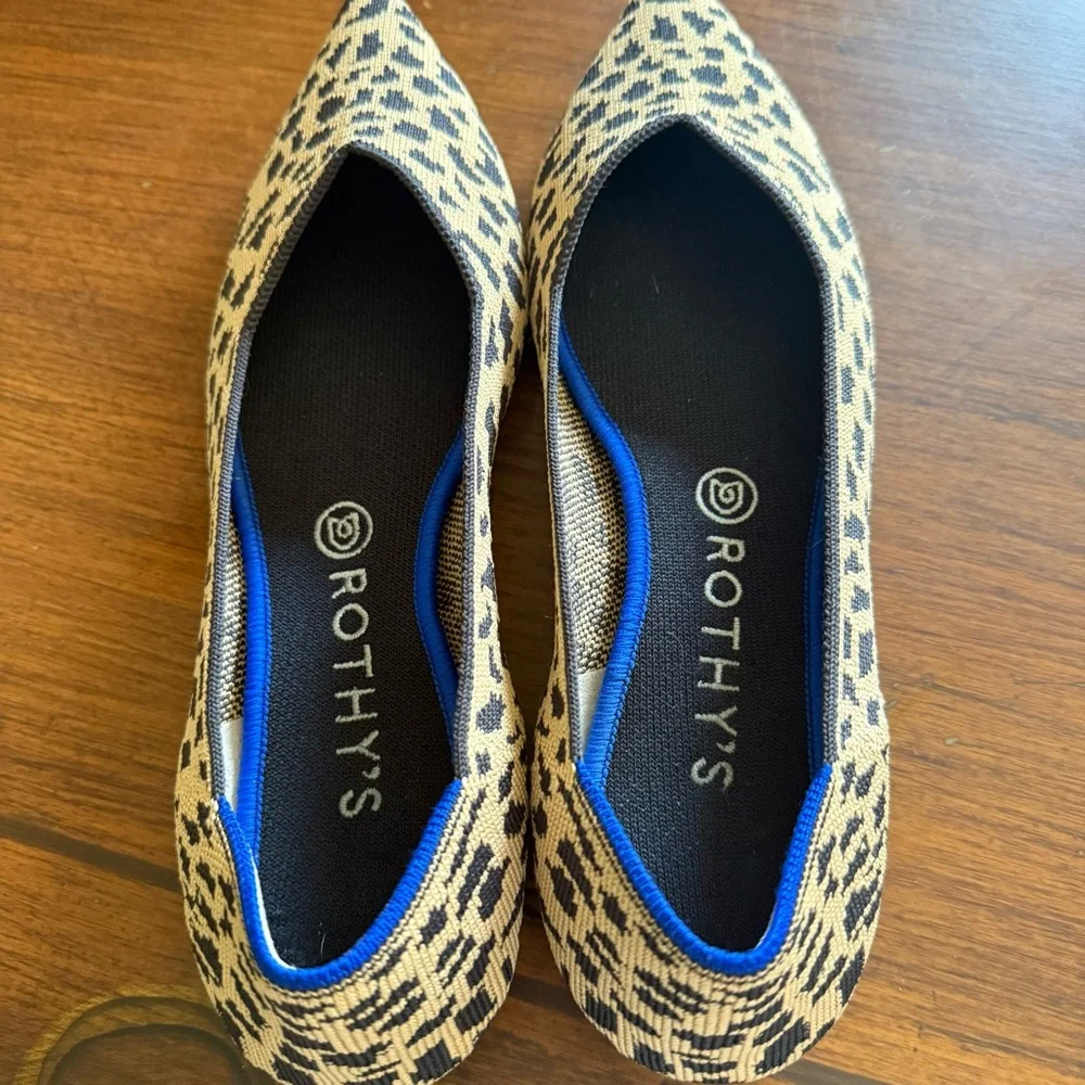 Rothys Womens The Point Leopard Cheetah Retired Animal Print Flat Shoes Sz 10.5 - Picture 5 of 9